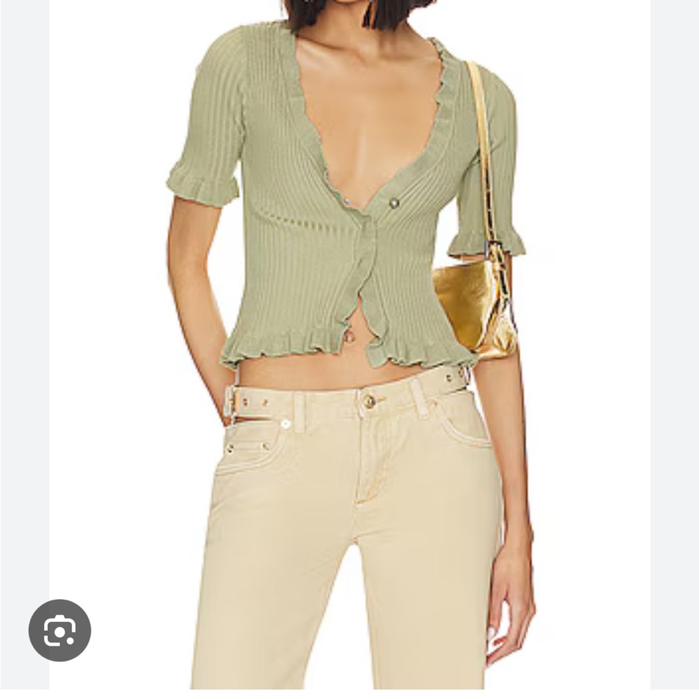 Lovers + Friends Olive Ribbed Crop Top